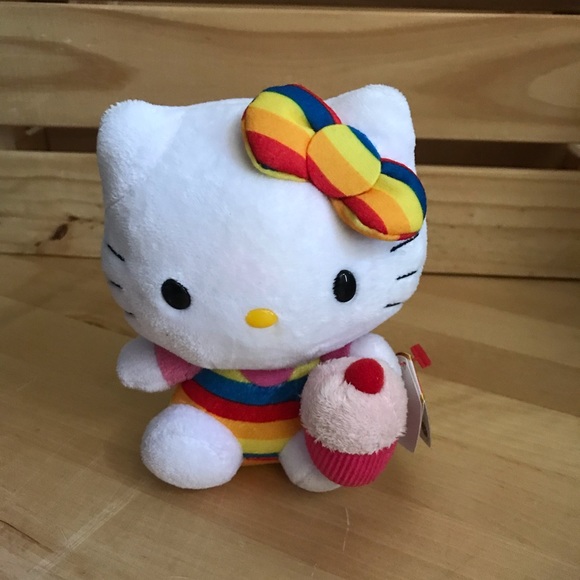 Sanrio Other - TY Rainbow Hello Kitty Plush 6” Cupcake Sanrio NWT